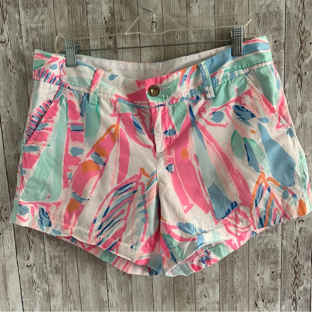 Lilly Pulitzer Out To Sea Callahan Vibrant Sailboat Resort Preppy Shorts 10